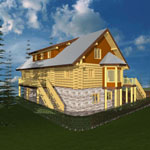 3 Storey Log home-side angle